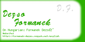 dezso formanek business card